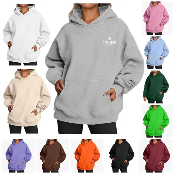 Oversized women's hooded sweatshirt,kangaroo pocket.