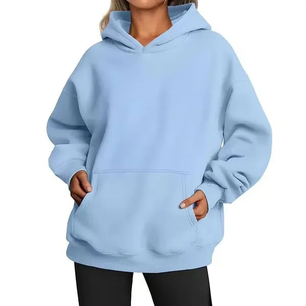 Oversized women's hooded sweatshirt,kangaroo pocket.