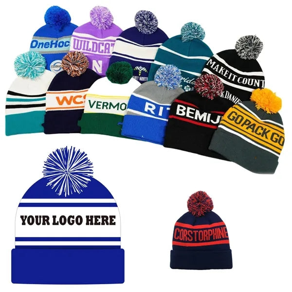 Knitted Pom Beanie Hat