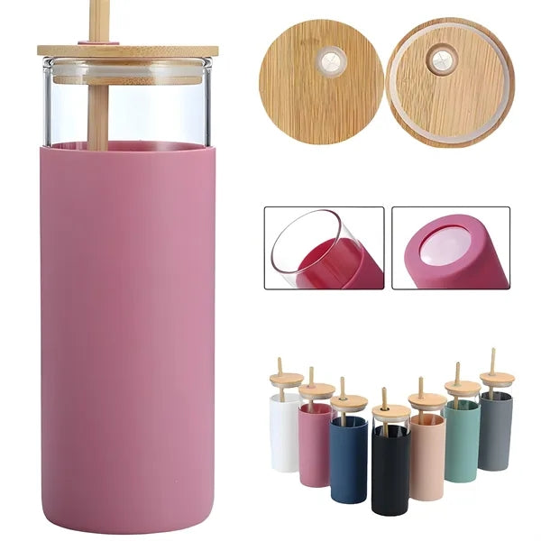 17 Oz Glass Tumbler with Lid and Straw