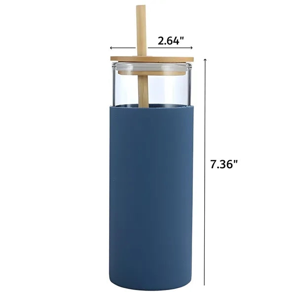 17 Oz Glass Tumbler with Lid and Straw