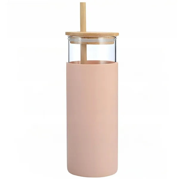 17 Oz Glass Tumbler with Lid and Straw
