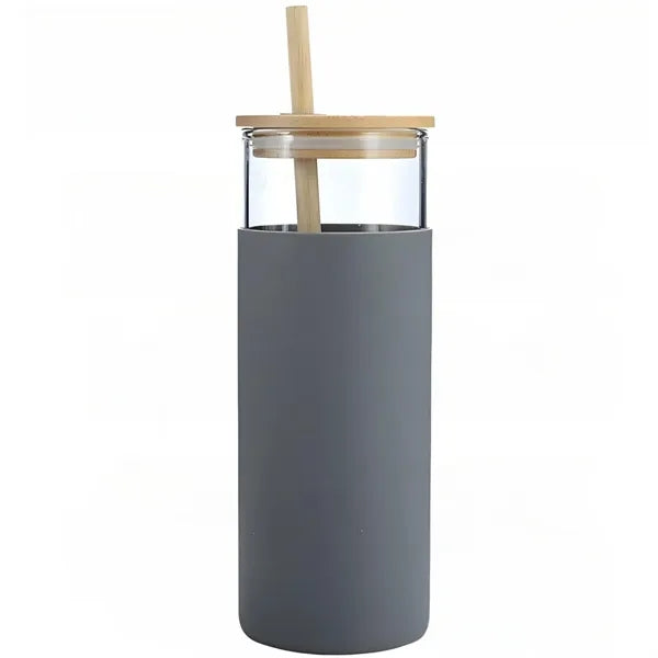 17 Oz Glass Tumbler with Lid and Straw
