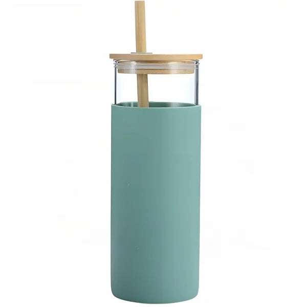 17 Oz Glass Tumbler with Lid and Straw