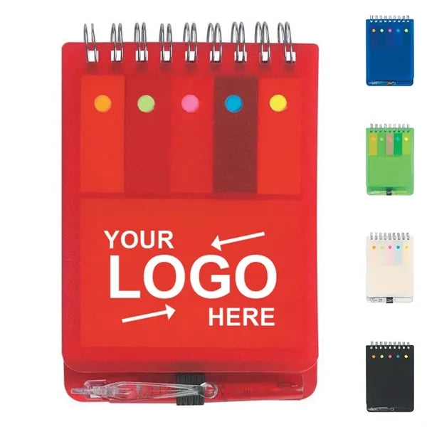 Spiral Bound Sticky Note Pad With Pen