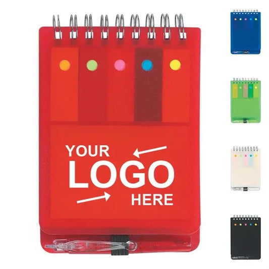 Spiral Bound Sticky Note Pad With Pen