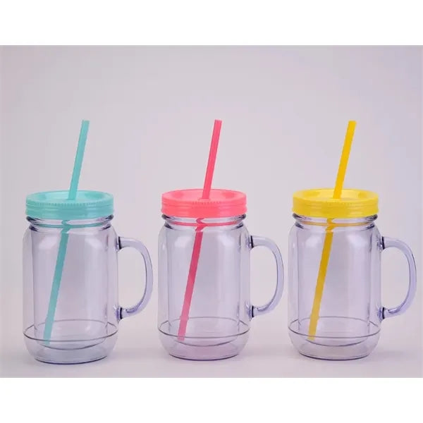 22oz Double Wall Mason Jar with Straw