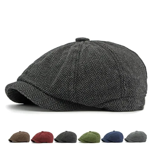 Male and female autumn British retro octagonal hat
