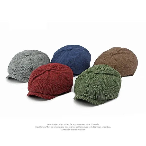 Male and female autumn British retro octagonal hat
