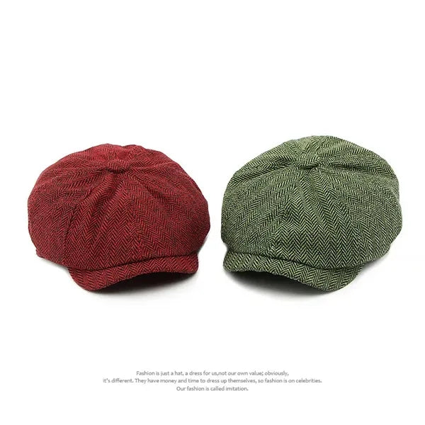 Male and female autumn British retro octagonal hat
