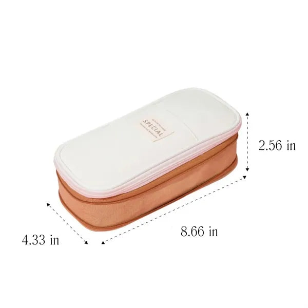 Color-Block Canvas Expandable Pencil Case