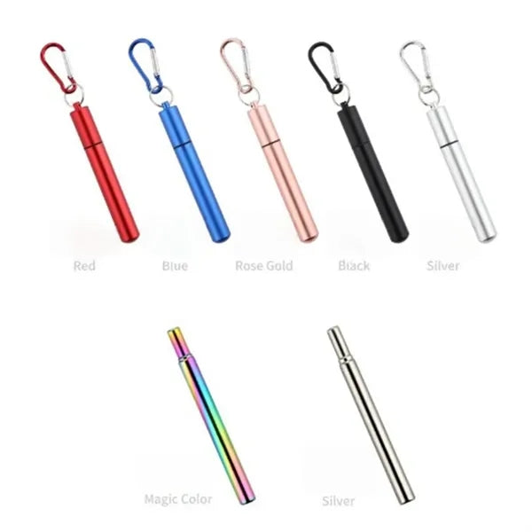 Portable Collapsible Stainless Steel Straw Set