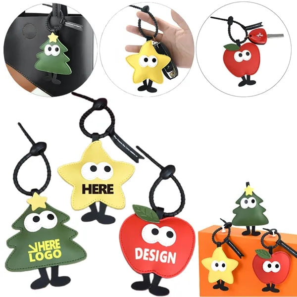 Cartoon Keychain PU Leather Ornament Gift