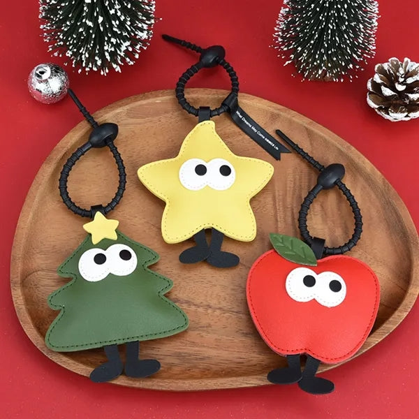 Cartoon Keychain PU Leather Ornament Gift