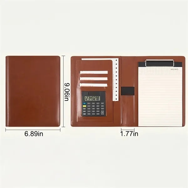Multifunctional Business A5 Leather Folder With Calculator