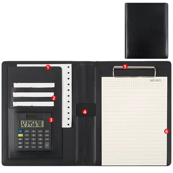 Multifunctional Business A5 Leather Folder With Calculator