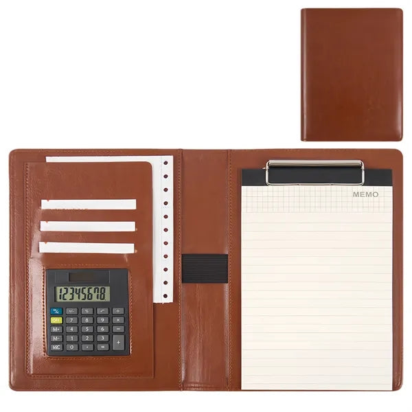 Multifunctional Business A5 Leather Folder With Calculator
