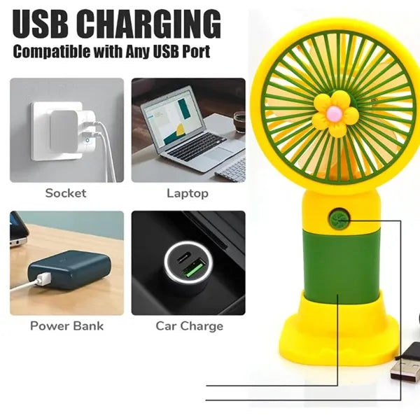 USB Mini Handheld Fan Rechargeable with Phone Stand