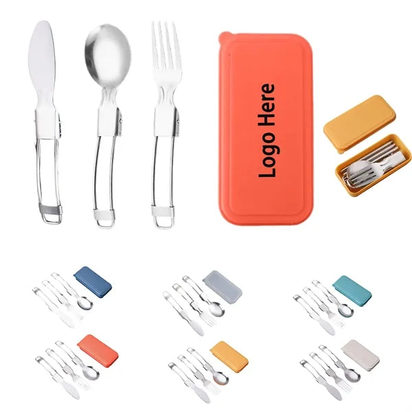 3-Piece Stainless Steel Foldable Tableware Set