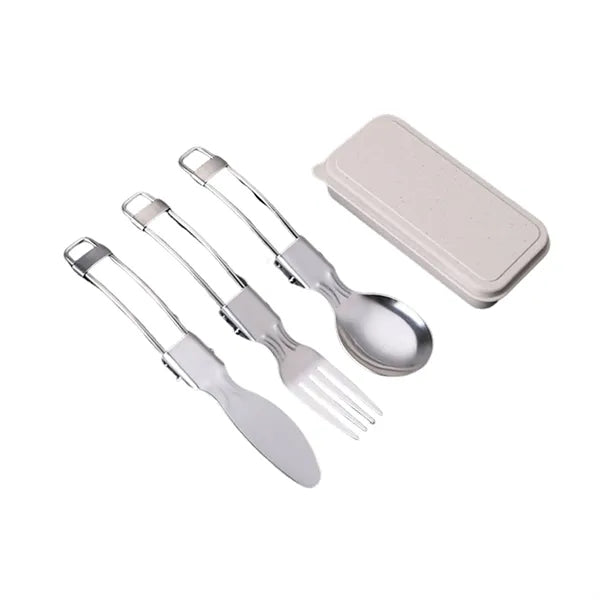 3-Piece Stainless Steel Foldable Tableware Set