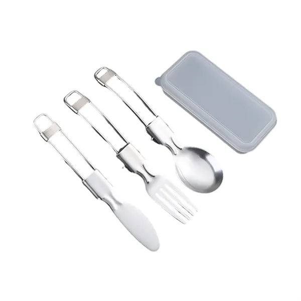 3-Piece Stainless Steel Foldable Tableware Set