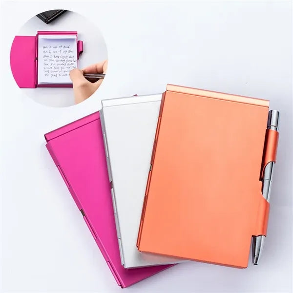 Mini Metal Pocket Notebook W/ Pen And Refillable Paper