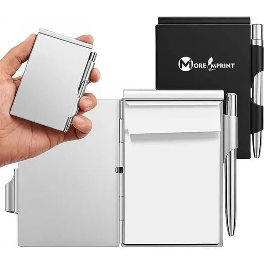 Mini Metal Pocket Notebook W/ Pen And Refillable Paper
