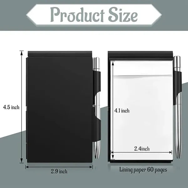 Mini Metal Pocket Notebook W/ Pen And Refillable Paper