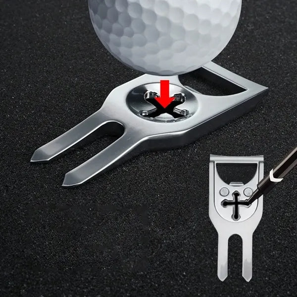 Golf Greens Fork Turf Repair Tool with Bottle Opener