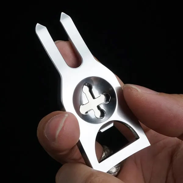 Golf Greens Fork Turf Repair Tool with Bottle Opener