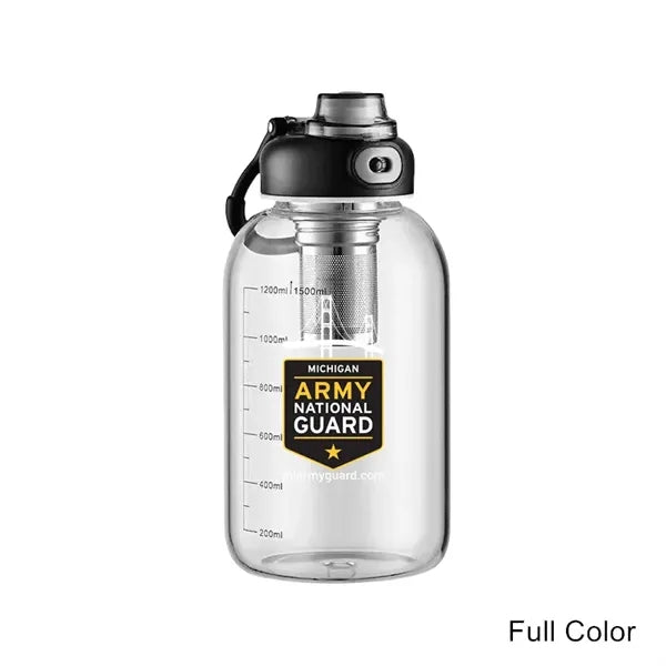27 oz Business Glass Sports Bottle with Tea Infuser & Sleeve