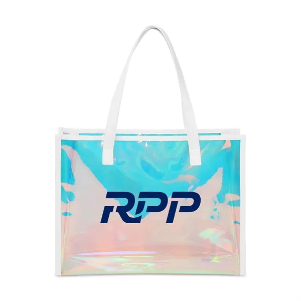 TPU Holographic Tote Bag With Leather Handle