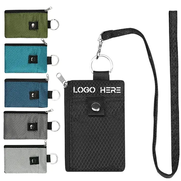 Water Resistant Wallet with Lanyard Keychain for Cards