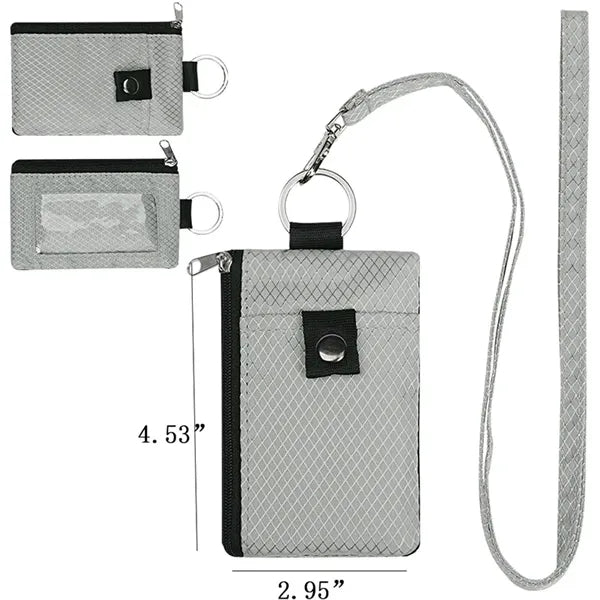 Water Resistant Wallet with Lanyard Keychain for Cards