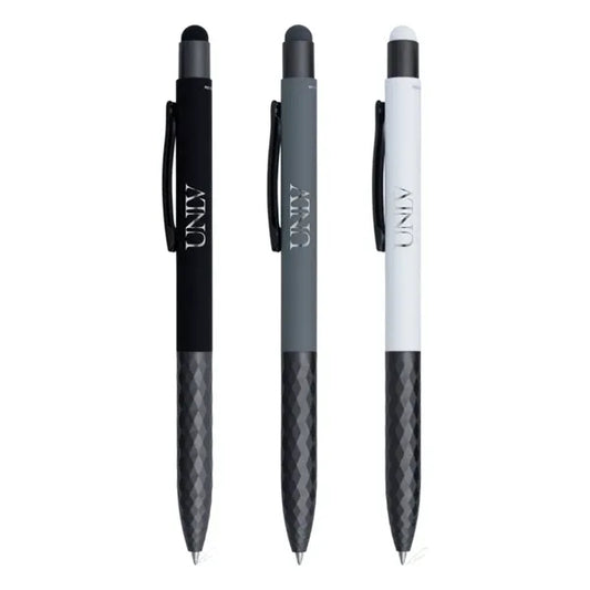 Geometric Stylus Soft Touch Gel Click Recycled Aluminum pen