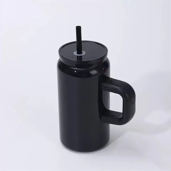 16oz Stainless Steel Soda Can With Handle and Straw