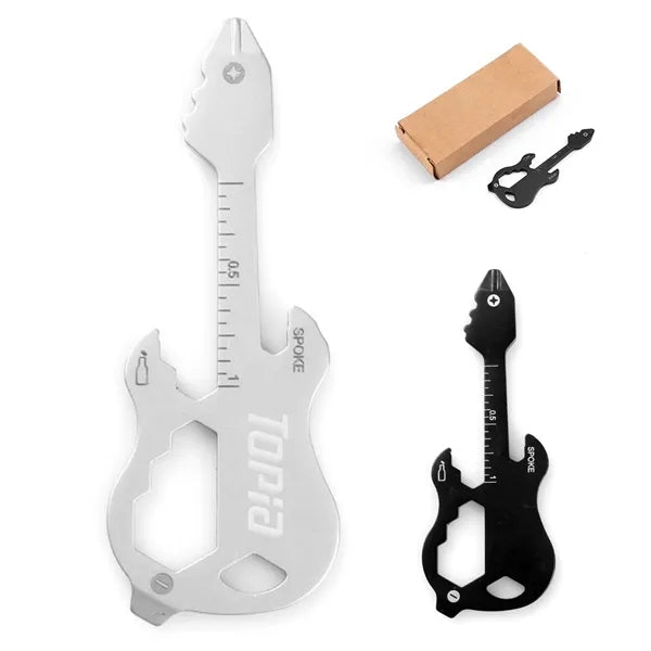 12-in-1 Guitar-Shaped Multi-Tool Card Keychain