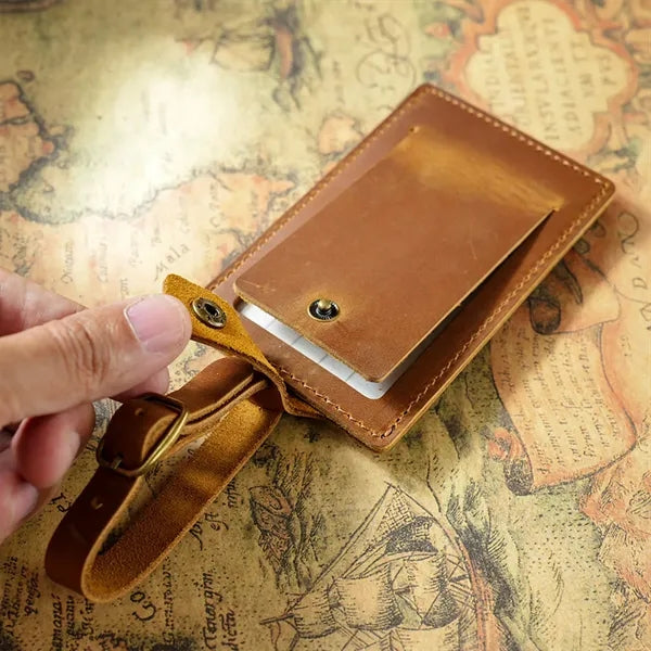 Full-Grain Leather Luggage Tag