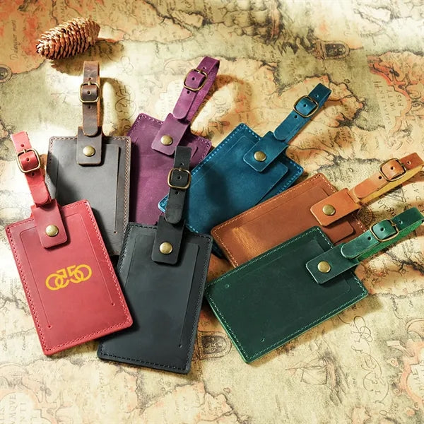 Full-Grain Leather Luggage Tag
