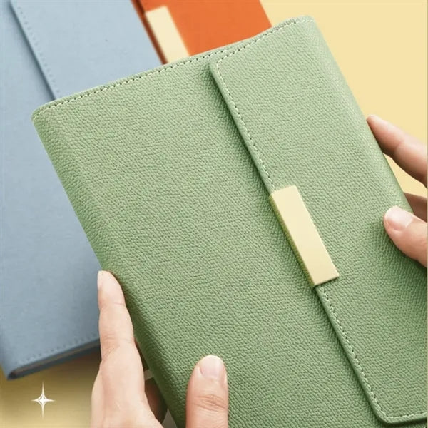 A5 Tri-Fold Leather Notebook with Magnetic Closure