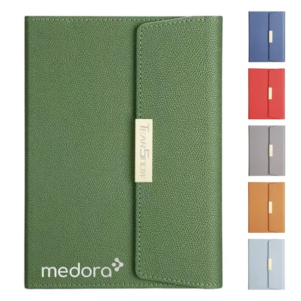 A5 Tri-Fold Leather Notebook with Magnetic Closure