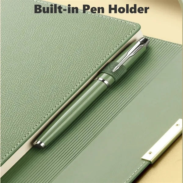 A5 Tri-Fold Leather Notebook with Magnetic Closure