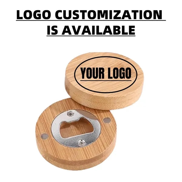 Round Wooden Bottle Opener With Magnet