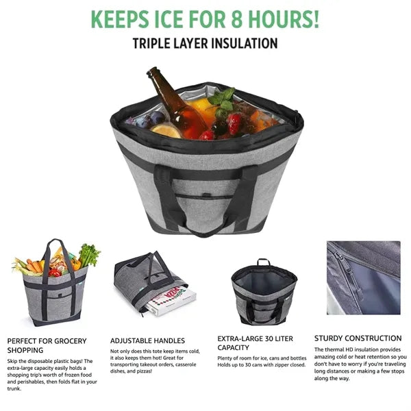 Collapsible Insulated Cooler Grocery Tote Bag