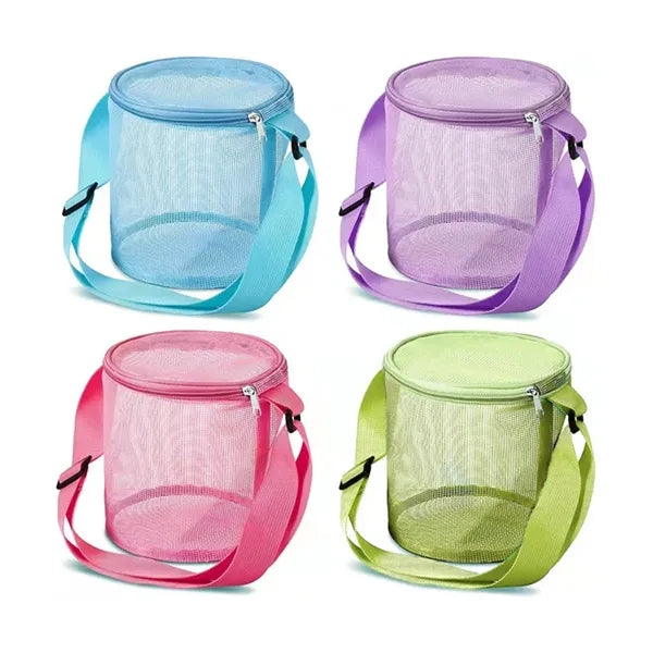 Portable Mesh Beach Bag with Zipper