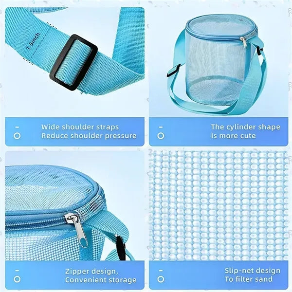 Portable Mesh Beach Bag with Zipper