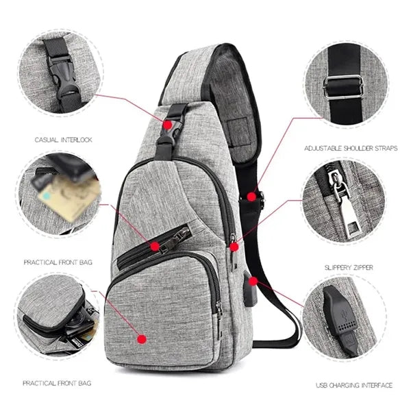 Multipurpose Chest Sling Bag with USB Charging Port
