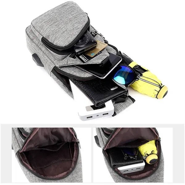 Multipurpose Chest Sling Bag with USB Charging Port