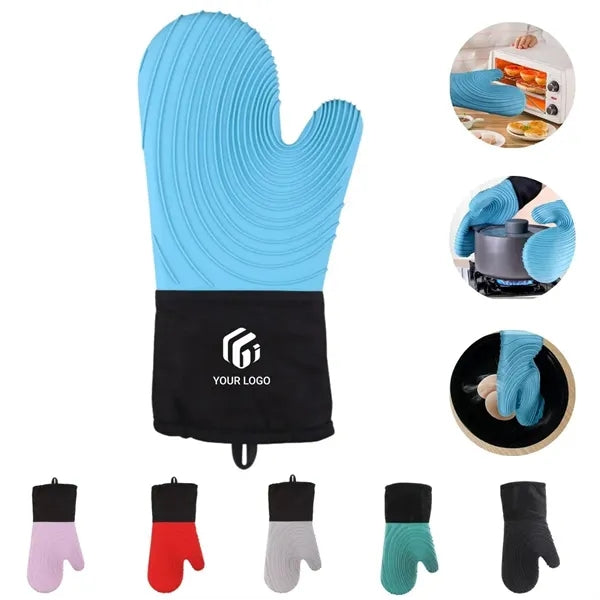 Kitchen grilling heat resistant silicone oven mitts gloves