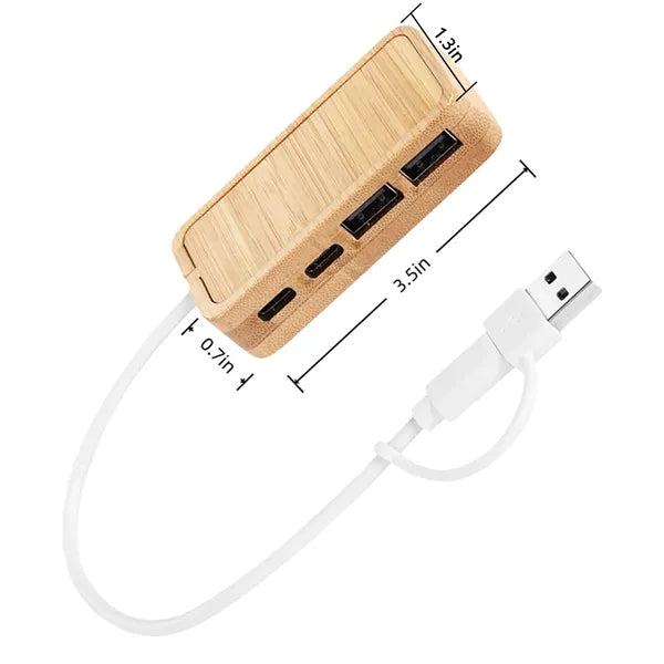 Multifunctional Bamboo USB Hub Distributor